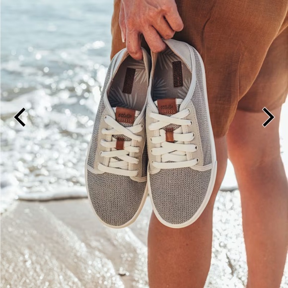 OluKai Shoes - OluKai Pehuea Li Light Gray and White Knit Lace-Up Sneakers